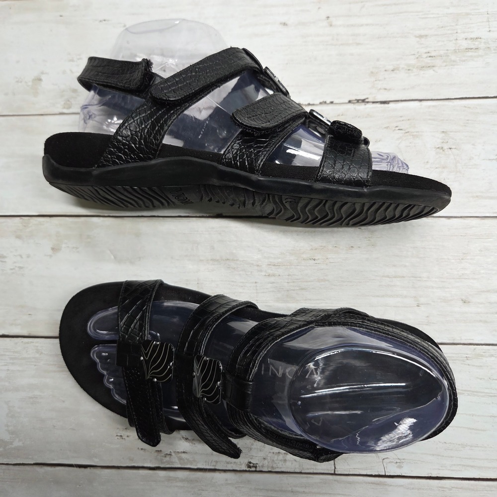 Vionic Amber Backstrap Sandal Faux Croc Women 7 Black Adjustable Straps Comfort